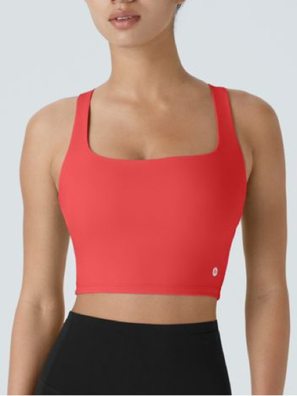Halara SoftlyZero Airy Square Neck Crisscross Cropped Sports Bra in Poinsettia
